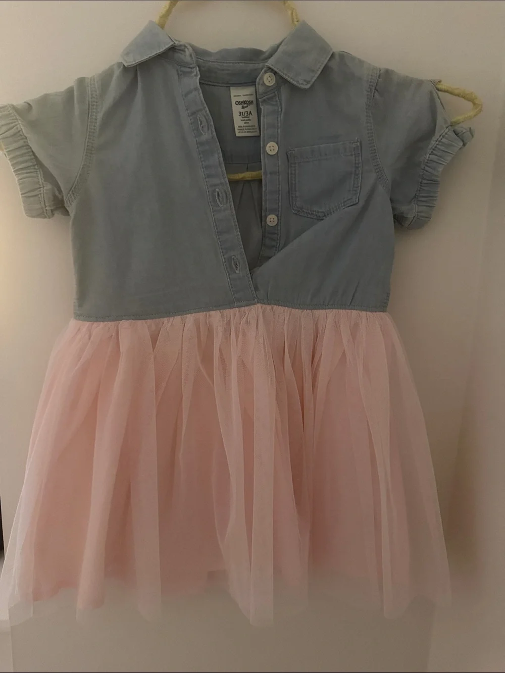 OshKosh B'gosh Light Blue Denim-Top Pink Tulle Dress
